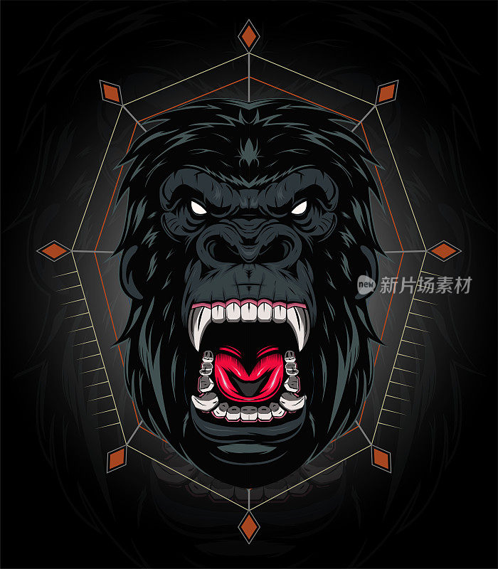 vector graphic of angry gorilla.